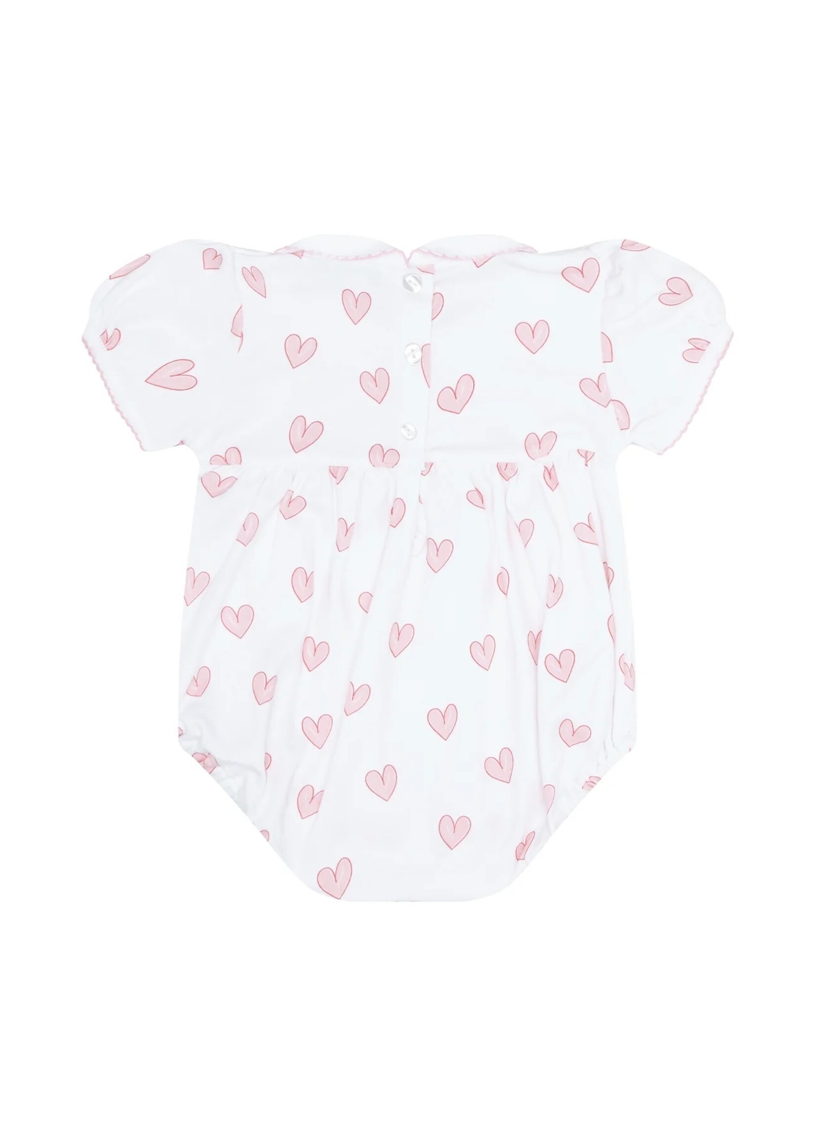 Nellapima Pink Heart Print Smocked Bubble