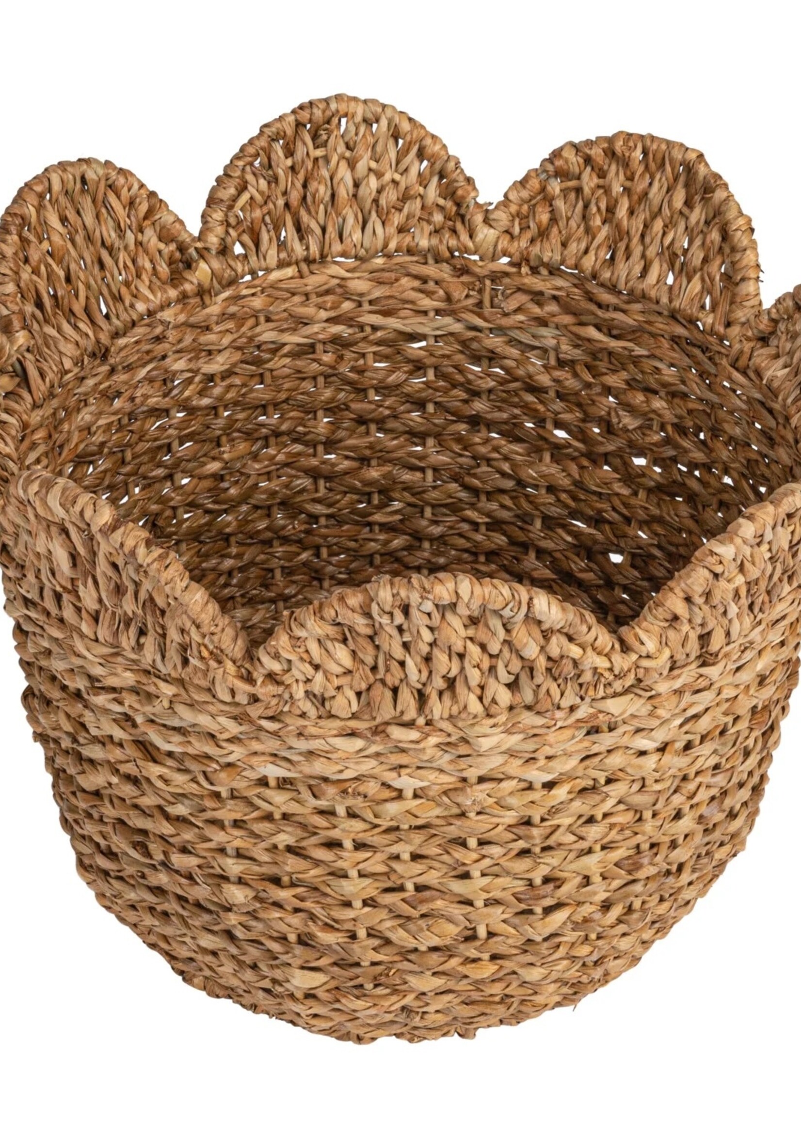 Creative Co-op Medium Braided Bankuan & Rattan Baskets w/ Scalloped Edge