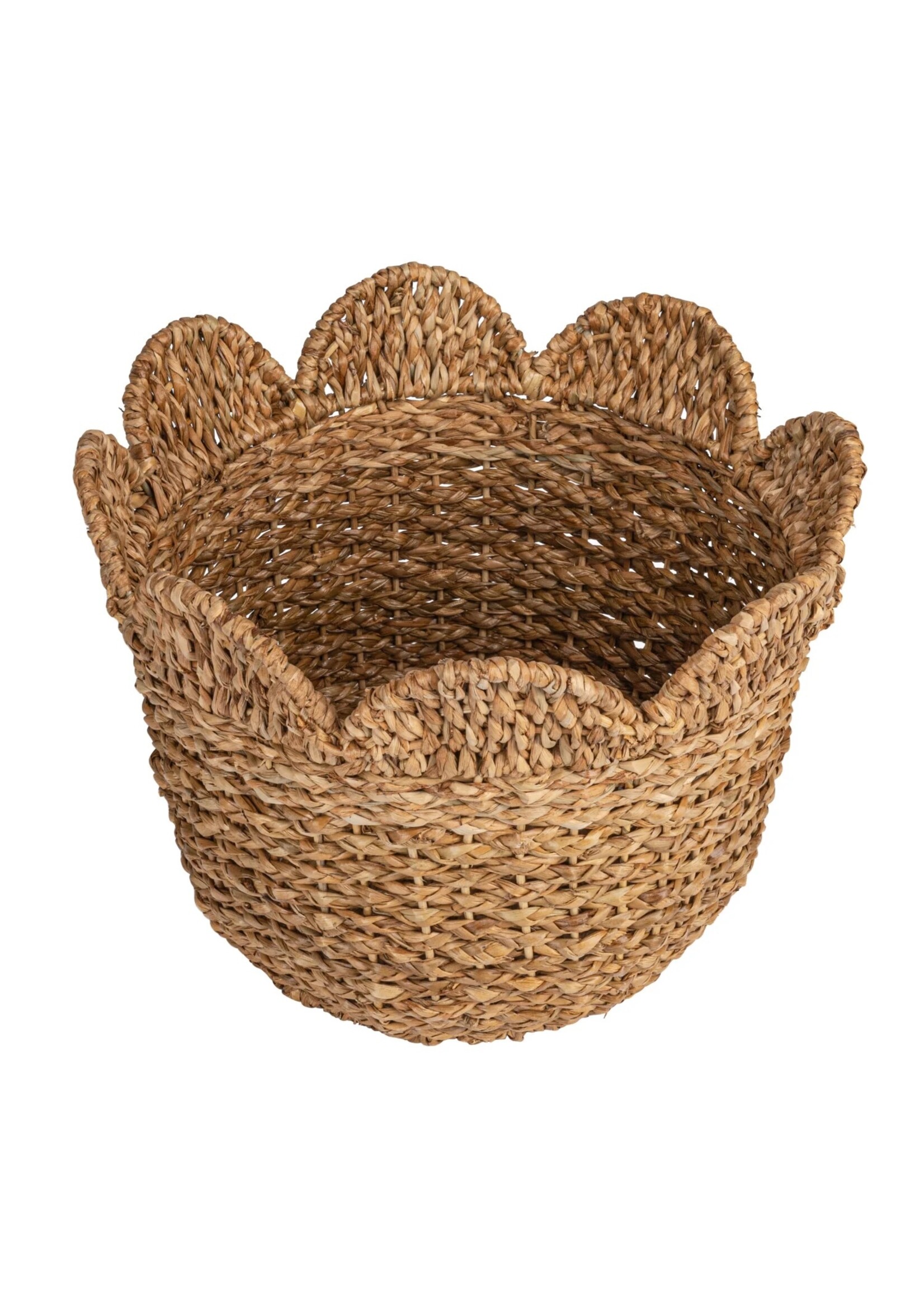 Creative Co-op Medium Braided Bankuan & Rattan Baskets w/ Scalloped Edge