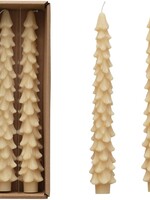 Creative Co-op Unscented Tree Shape Taper Candle (Box of 2) - Taupe