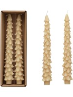 Creative Co-op Unscented Tree Shape Taper Candle (Box of 2) - Taupe
