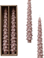 Creative Co-op Unscented Tree Shaper Taper Candles (Box of 2) - Khaki