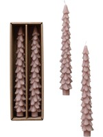 Creative Co-op Unscented Tree Shaper Taper Candles (Box of 2) - Khaki