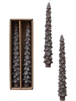 Creative Co-op Unscented Tree Shape Taper Candles (Box of 2) - Pewter