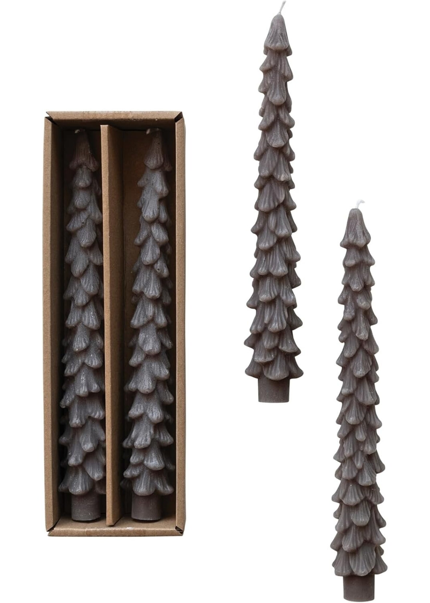 Creative Co-op Unscented Tree Shape Taper Candles (Box of 2) - Pewter