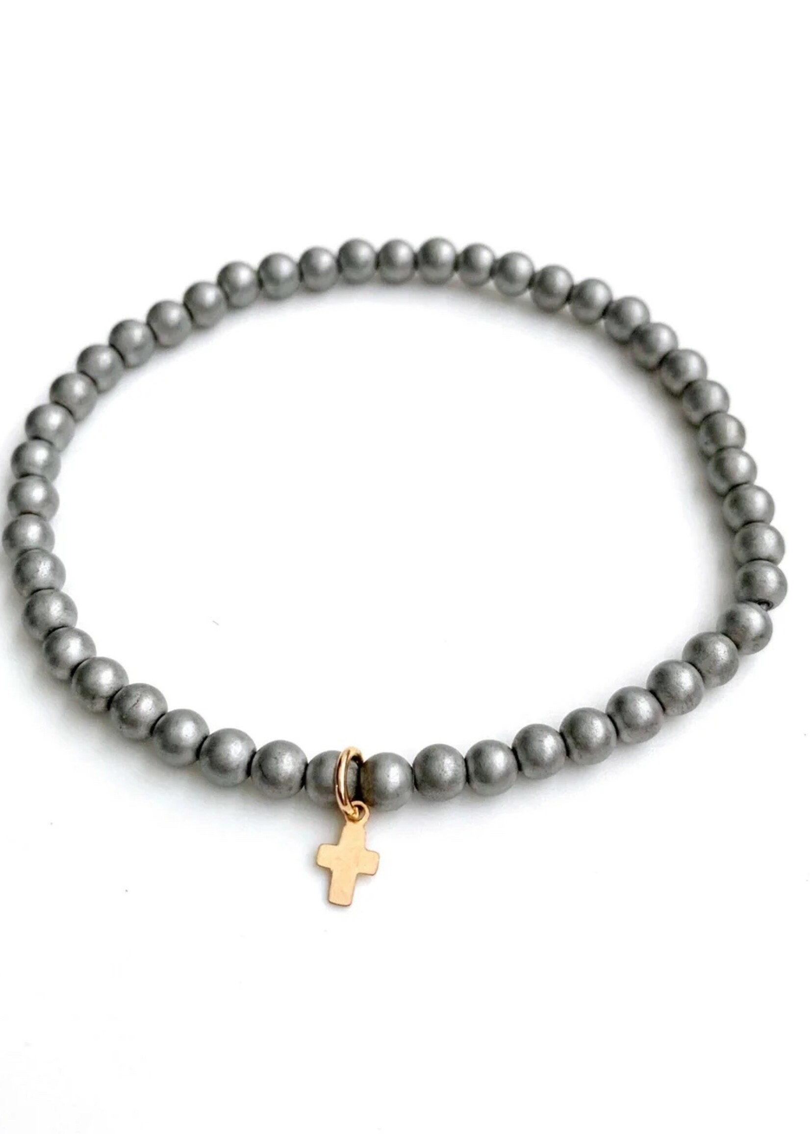 erin gray erin gray Light Gray Luxe Cross Bracelet