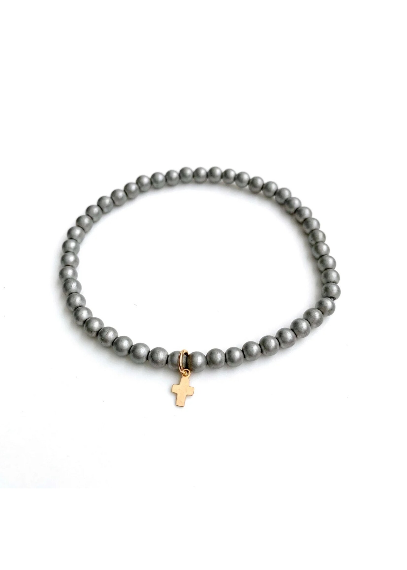 erin gray erin gray Light Gray Luxe Cross Bracelet