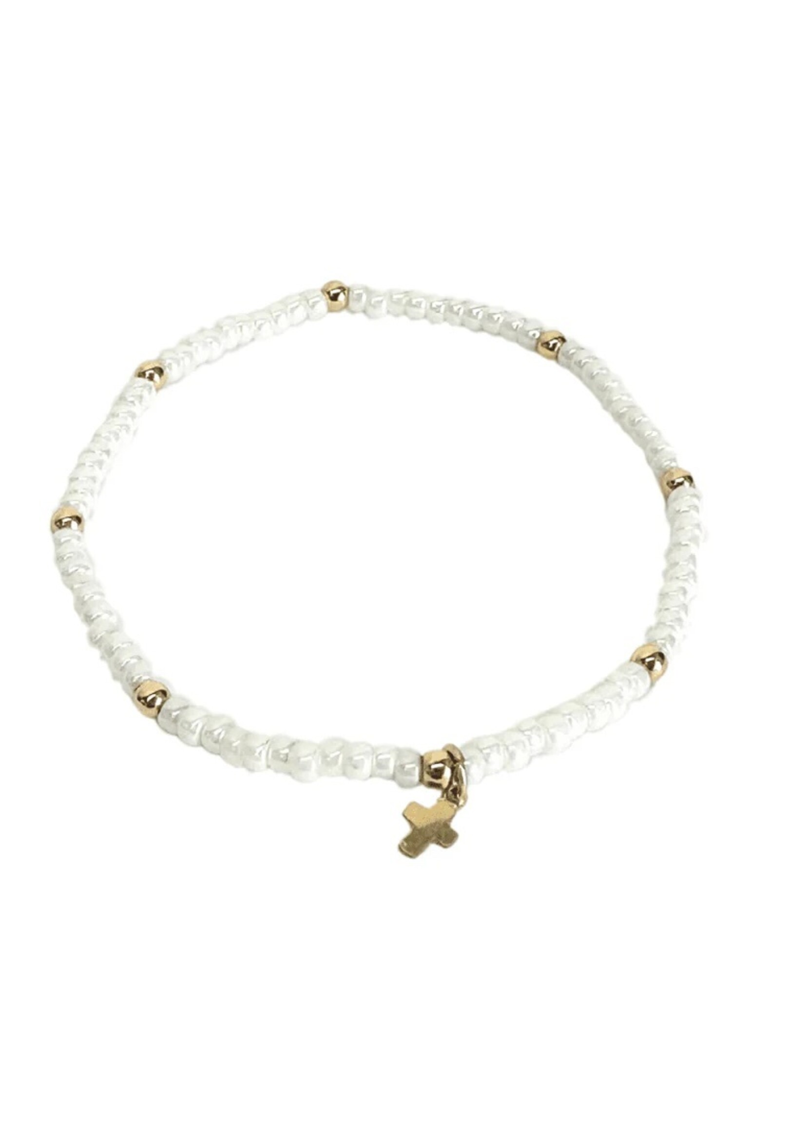 erin gray erin gray Pearl White Luxe Cross Bracelet