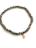 erin gray erin gray Metallic Gray Luxe Cross Bracelet