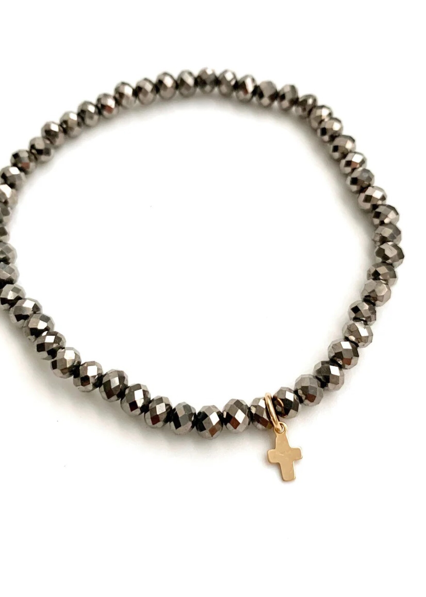 erin gray erin gray Metallic Gray Luxe Cross Bracelet
