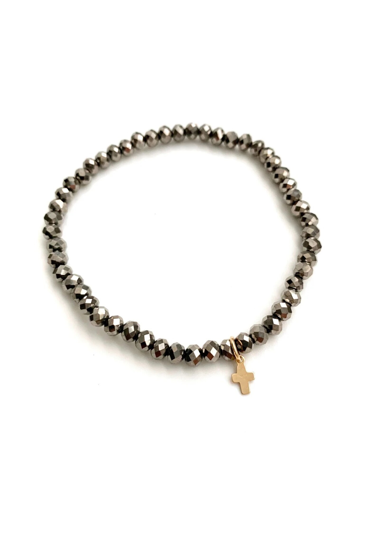 erin gray erin gray Metallic Gray Luxe Cross Bracelet