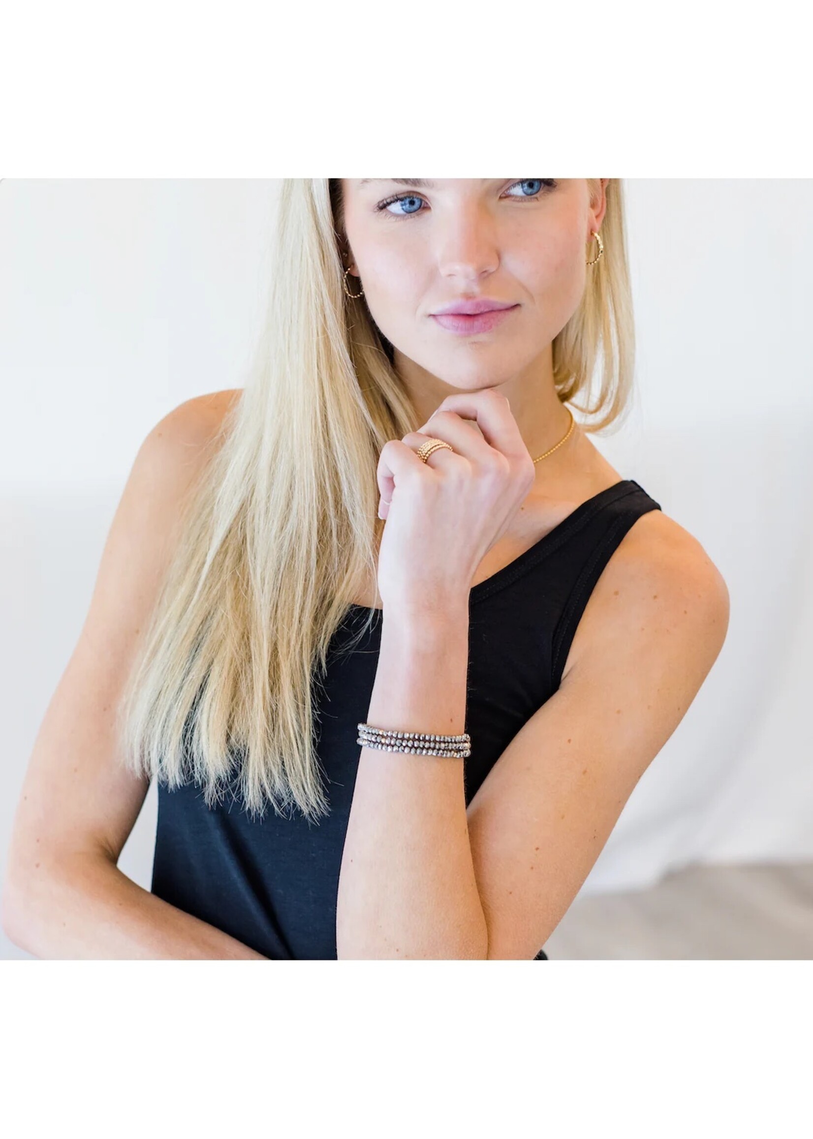 erin gray erin gray OG Shimmer Bracelet Stack Metallic Gray + GF