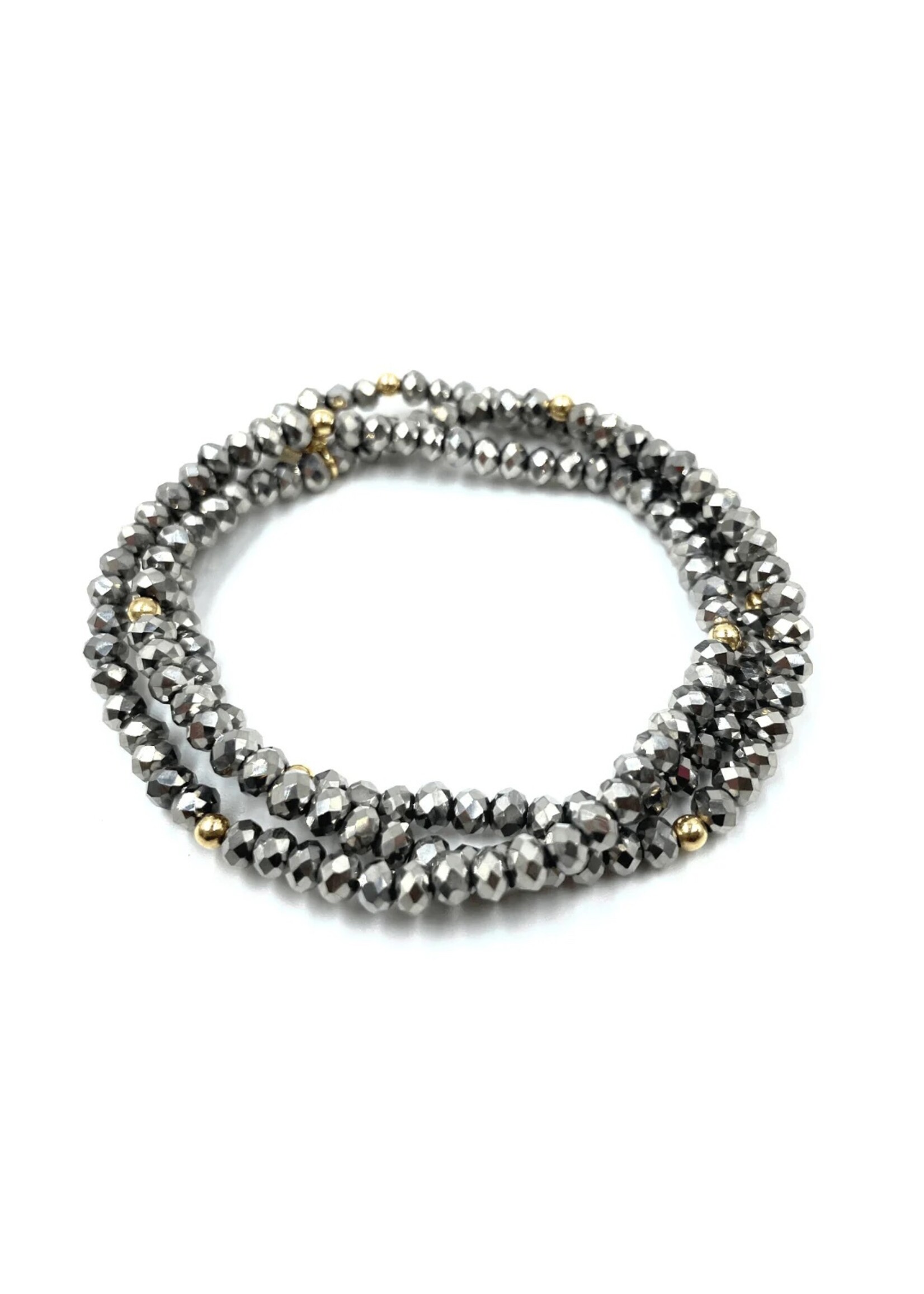erin gray erin gray OG Shimmer Bracelet Stack Metallic Gray + GF