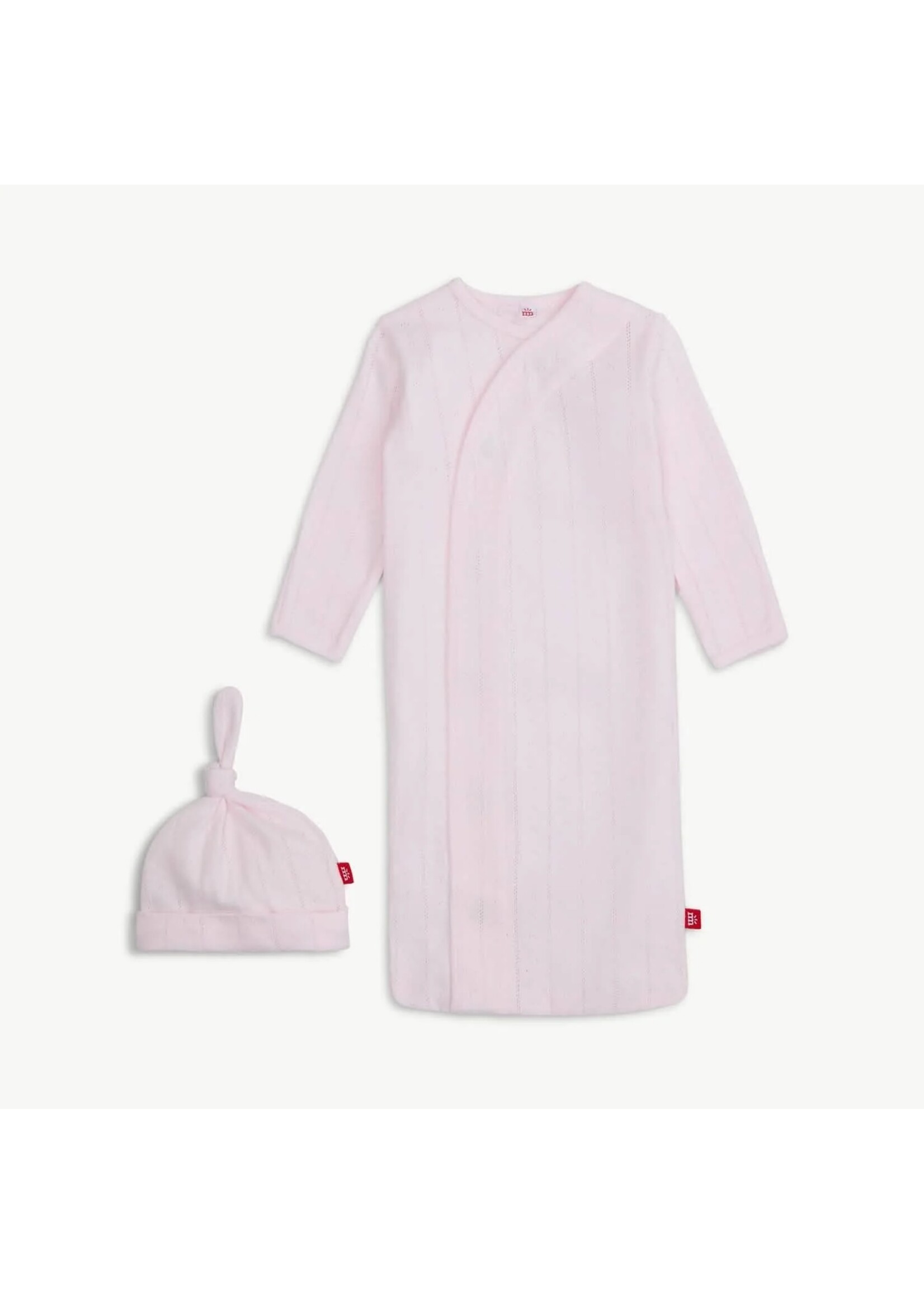 magnetic me Love Lines Pink Organic Cotton Gown Hat Set