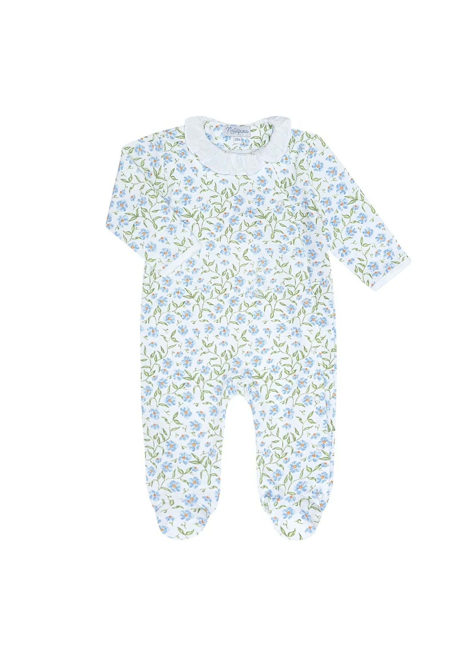 Nellapima Blue Vines Print Crossover Footie