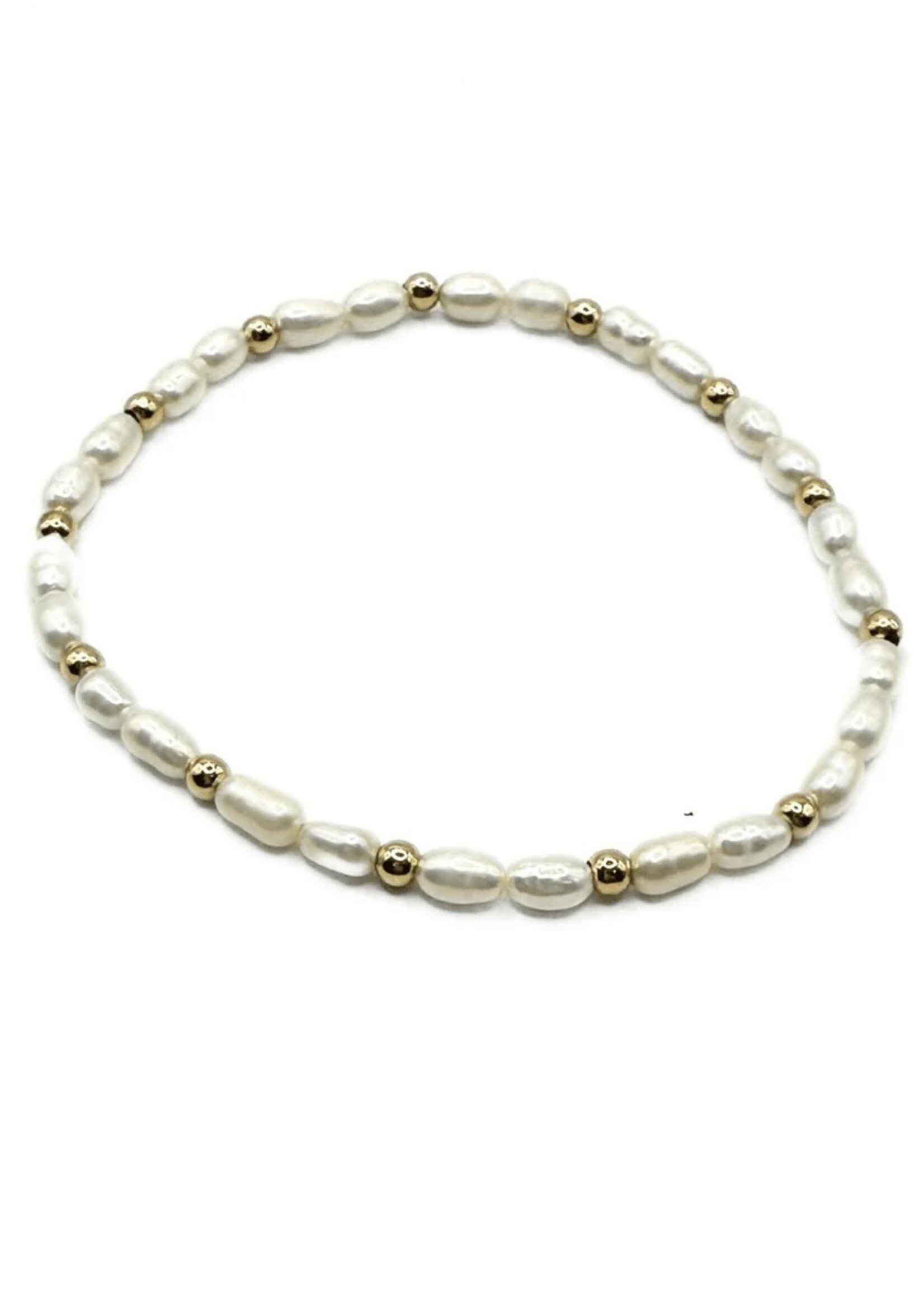 erin gray erin gray Petite Patterned Rice Pearl Bracelet 6.5"