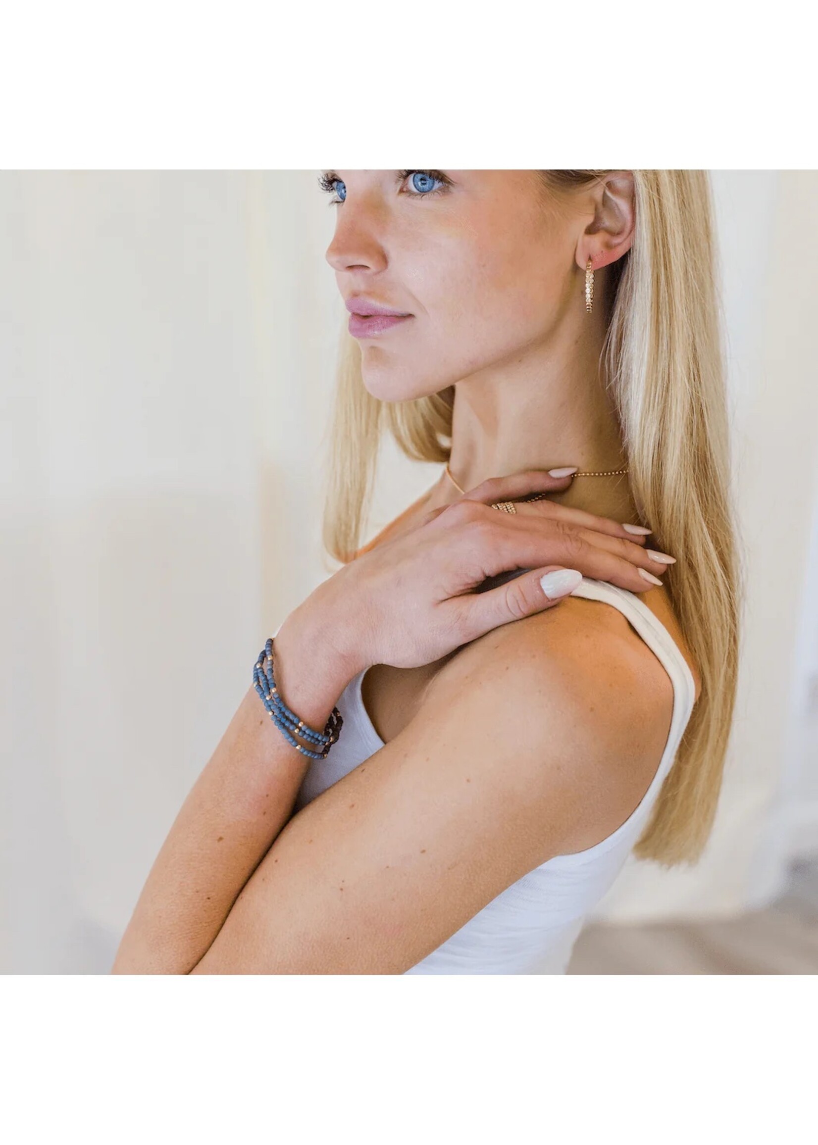 erin gray erin gray OG Classic Bracelet Stack Matte Blue + GF