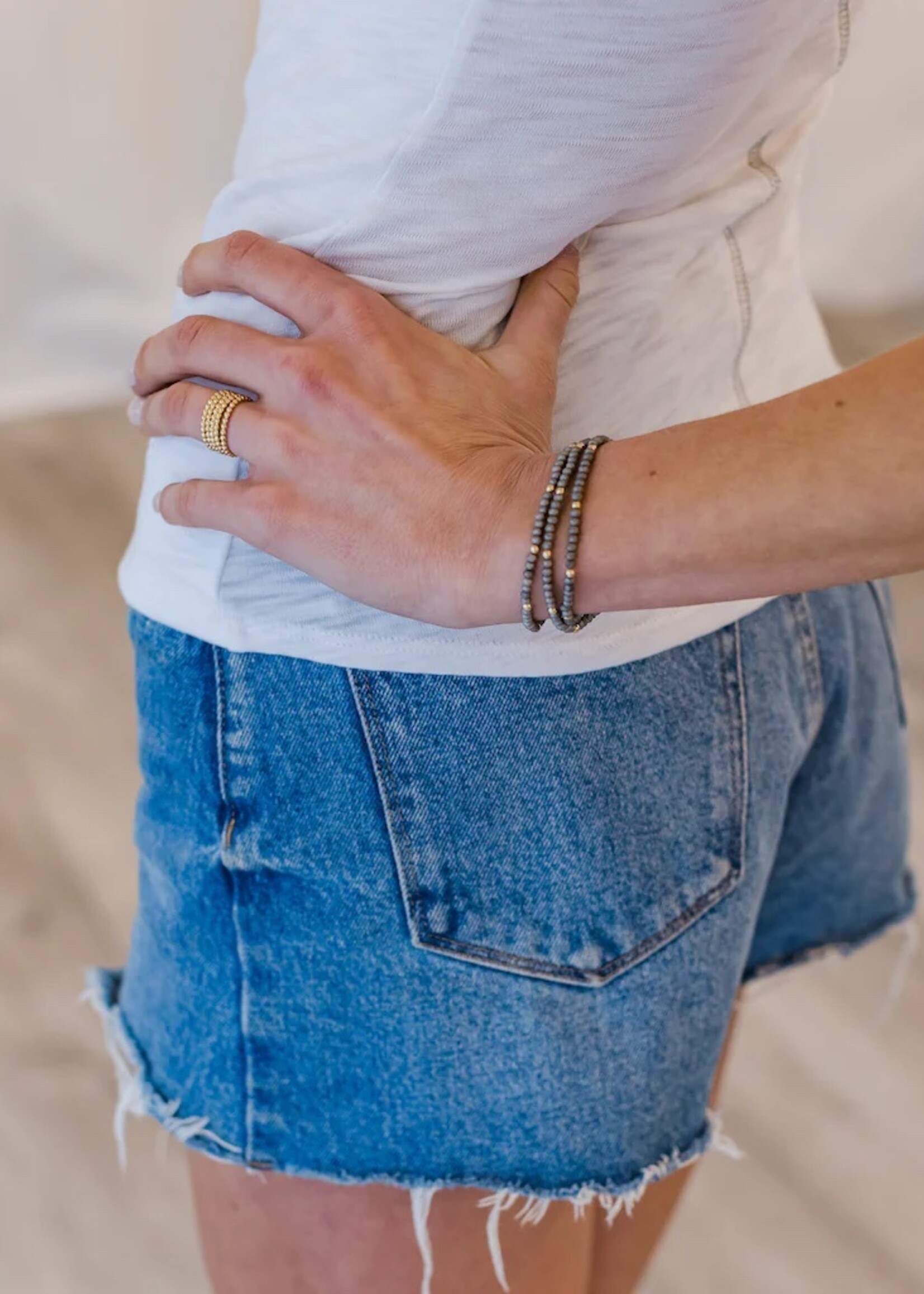 erin gray erin gray OG Classic Bracelet Stack - Matte Gray + GF