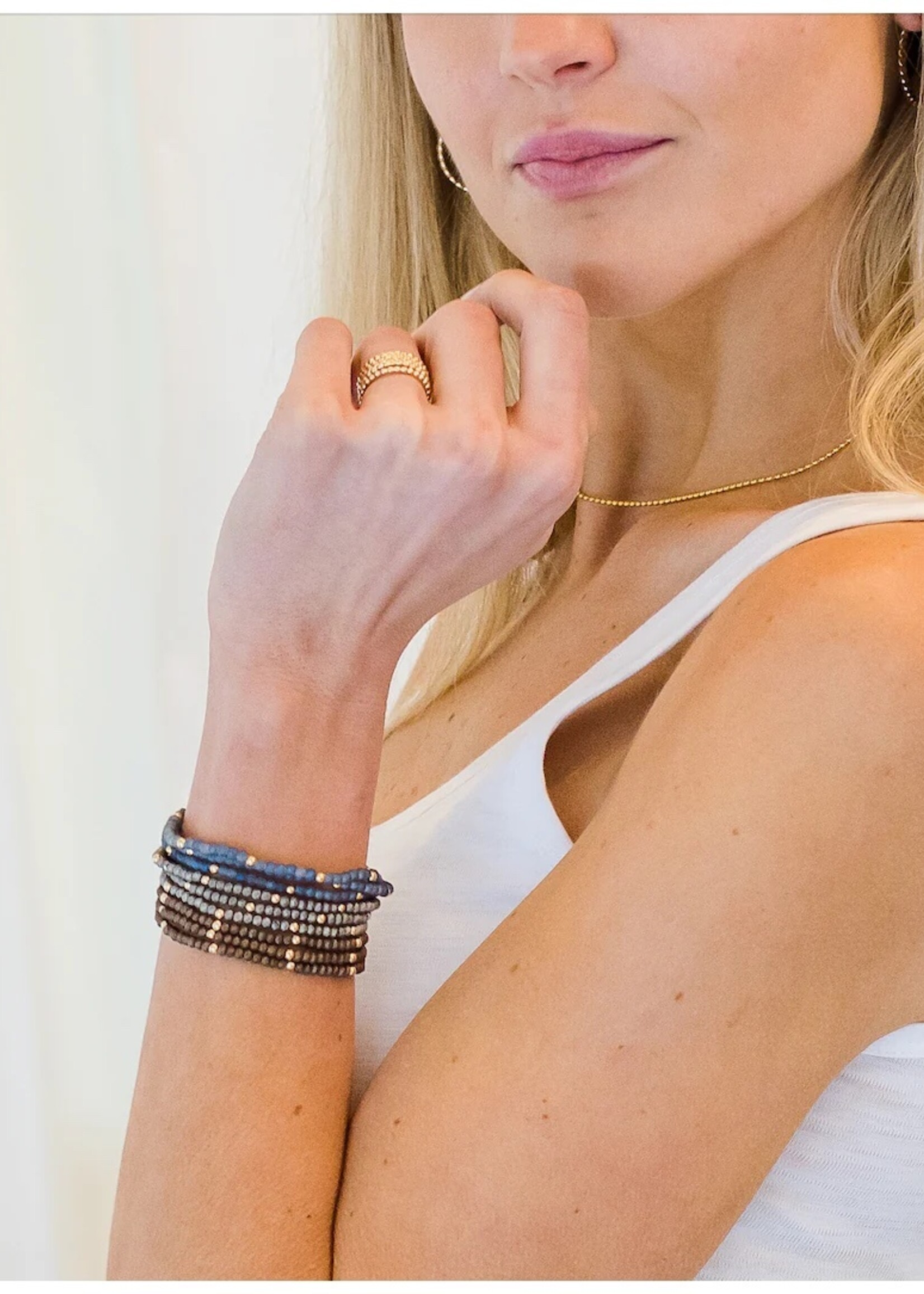 erin gray erin gray OG Classic Bracelet Stack Matte Blue + GF