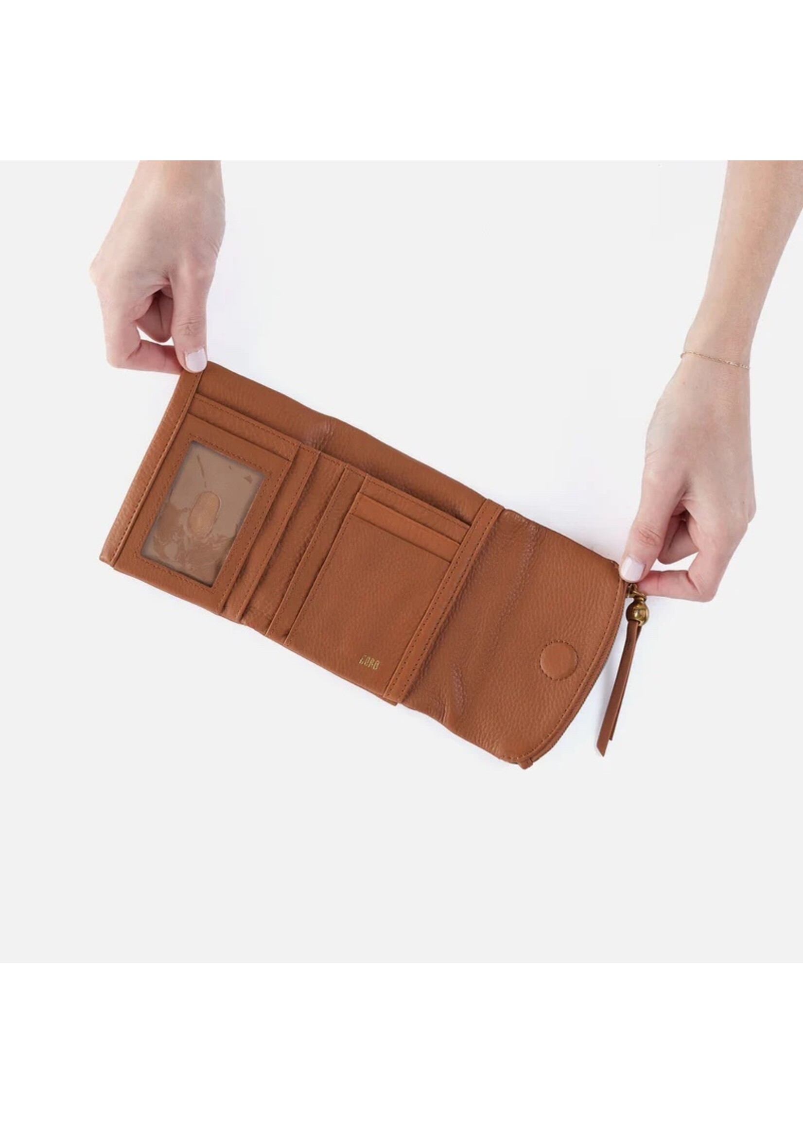 hobo Fern Medium Trifold Wallet - Warm Honey