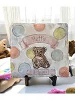 dixie pottery Newborn Custom Pottery (pink/blue bear)