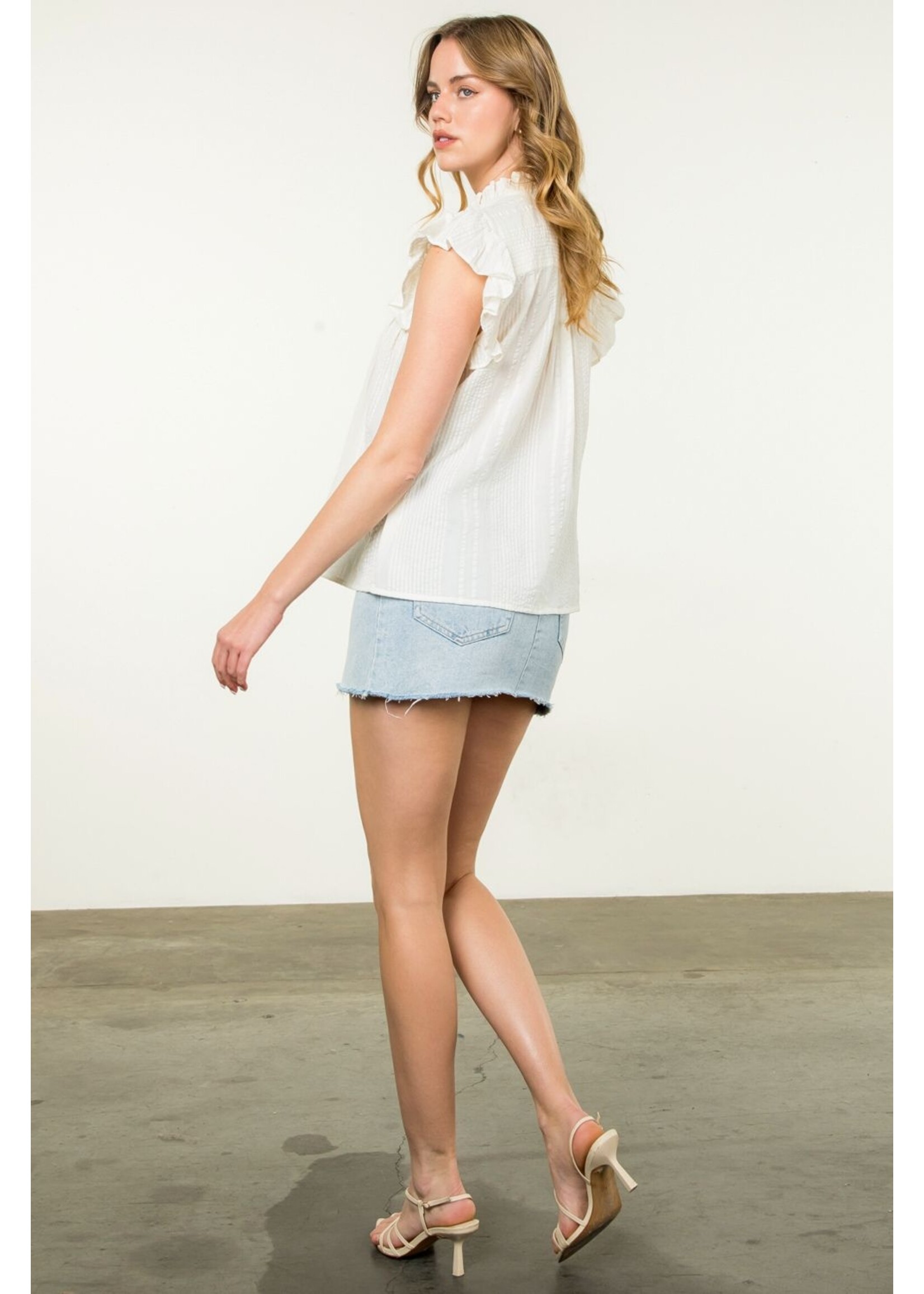 THML Embroidered Button Down Top