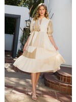 THML Hand Embroidered Patchwork Midi Dress