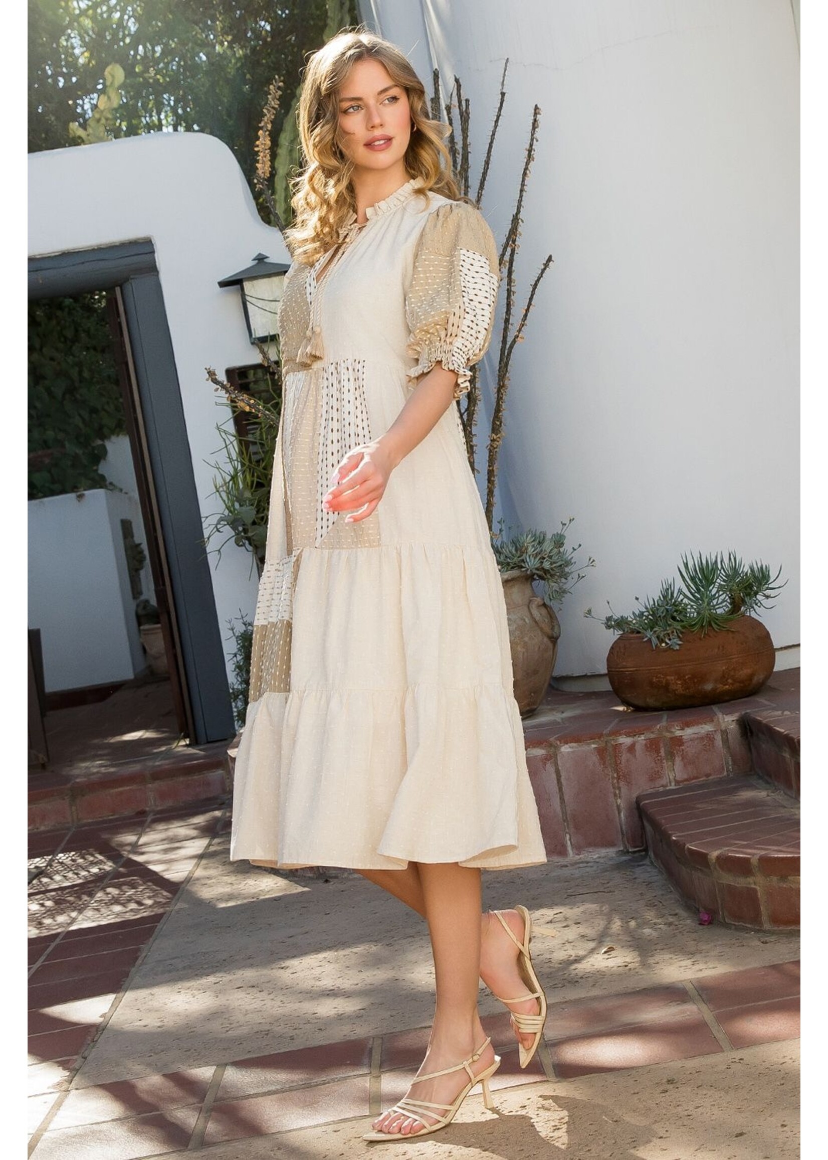 THML Hand Embroidered Patchwork Midi Dress