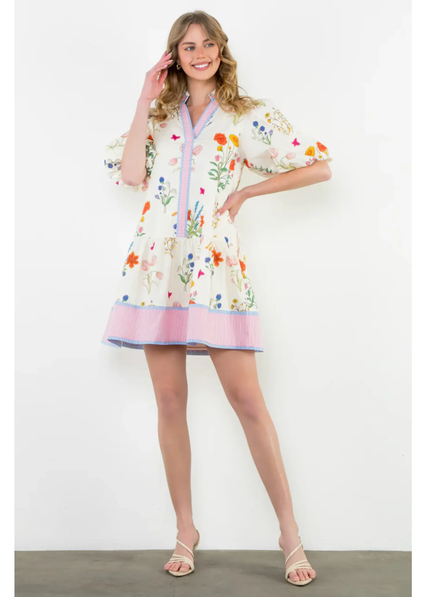 THML Puff Sleeve Floral Dress