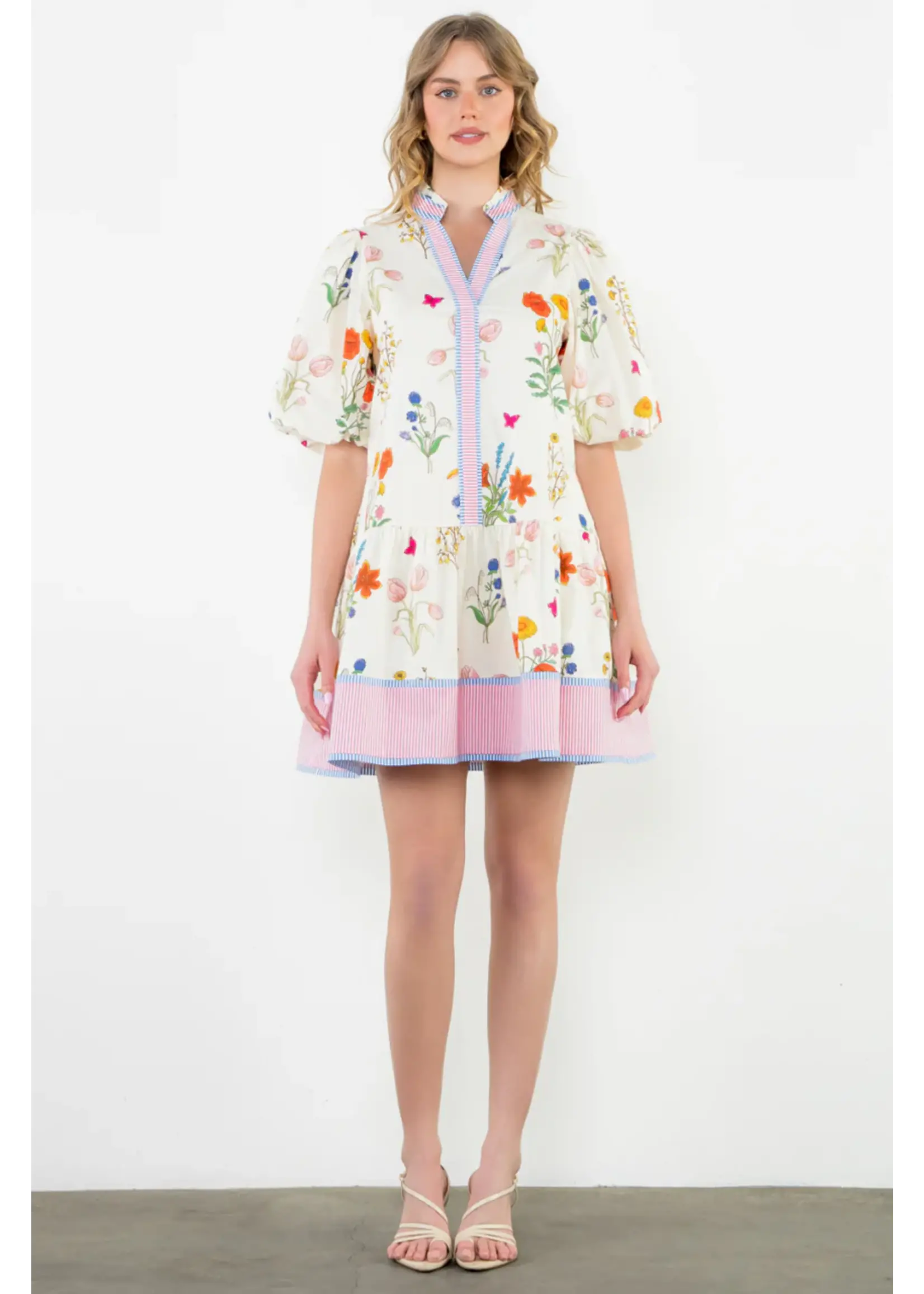 THML Puff Sleeve Floral Dress