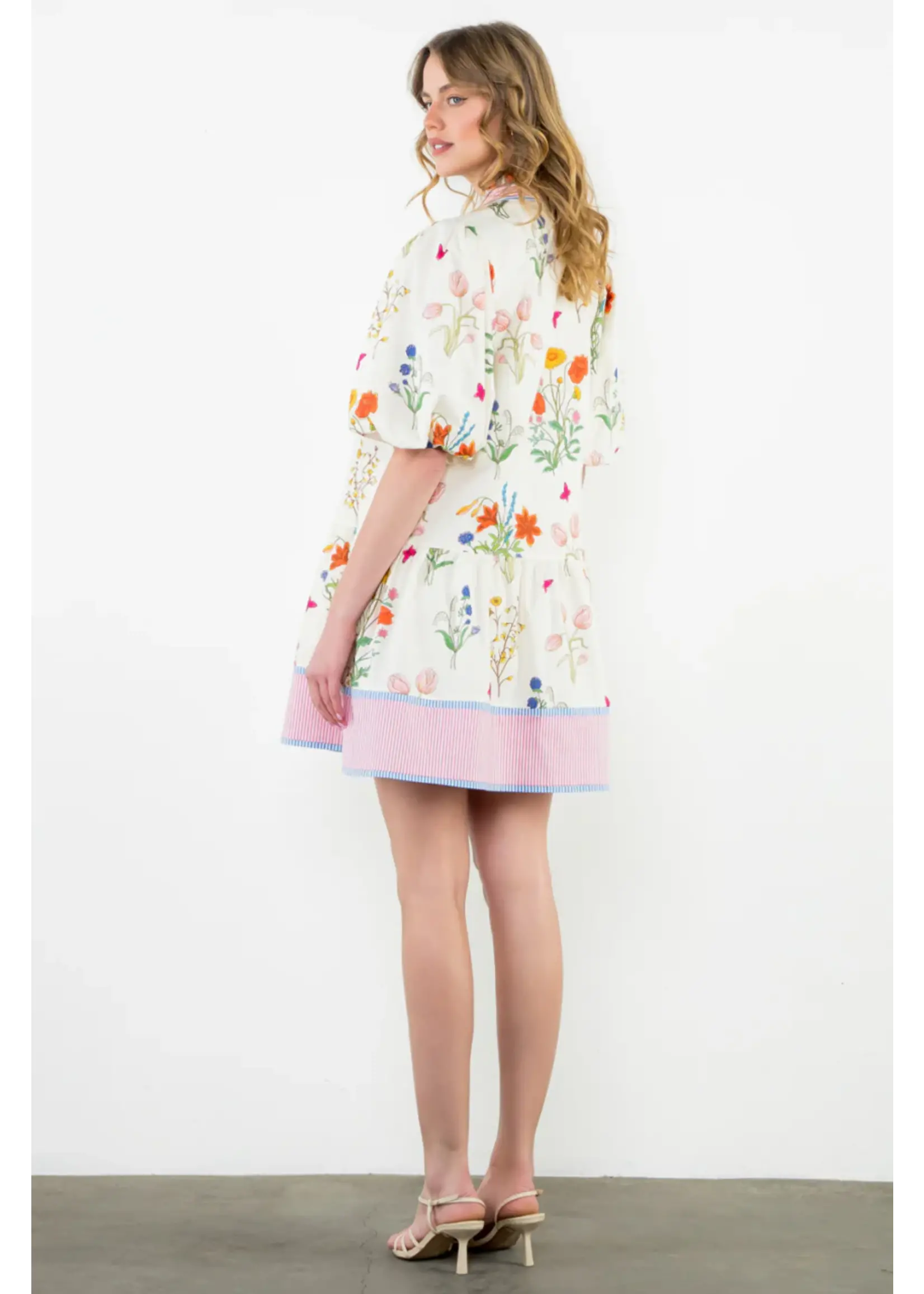 THML Puff Sleeve Floral Dress