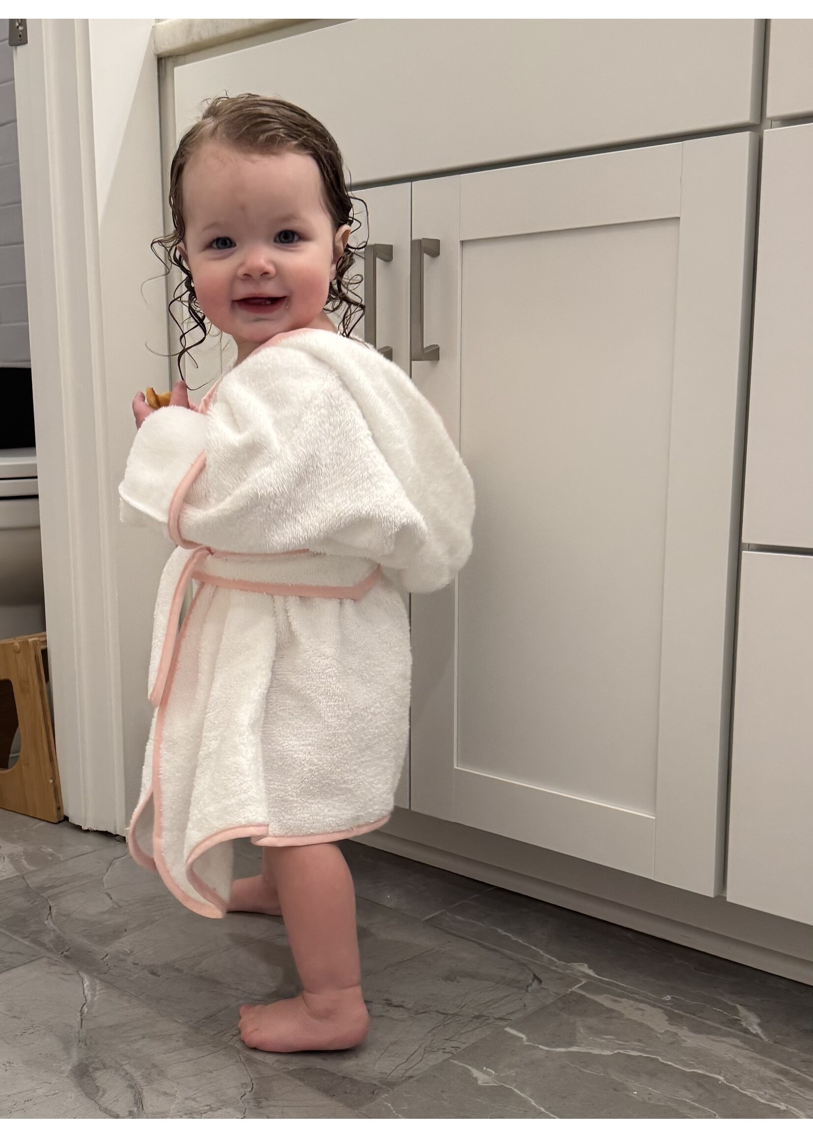 Stork & Loom Toddler Robe - Pink Trim