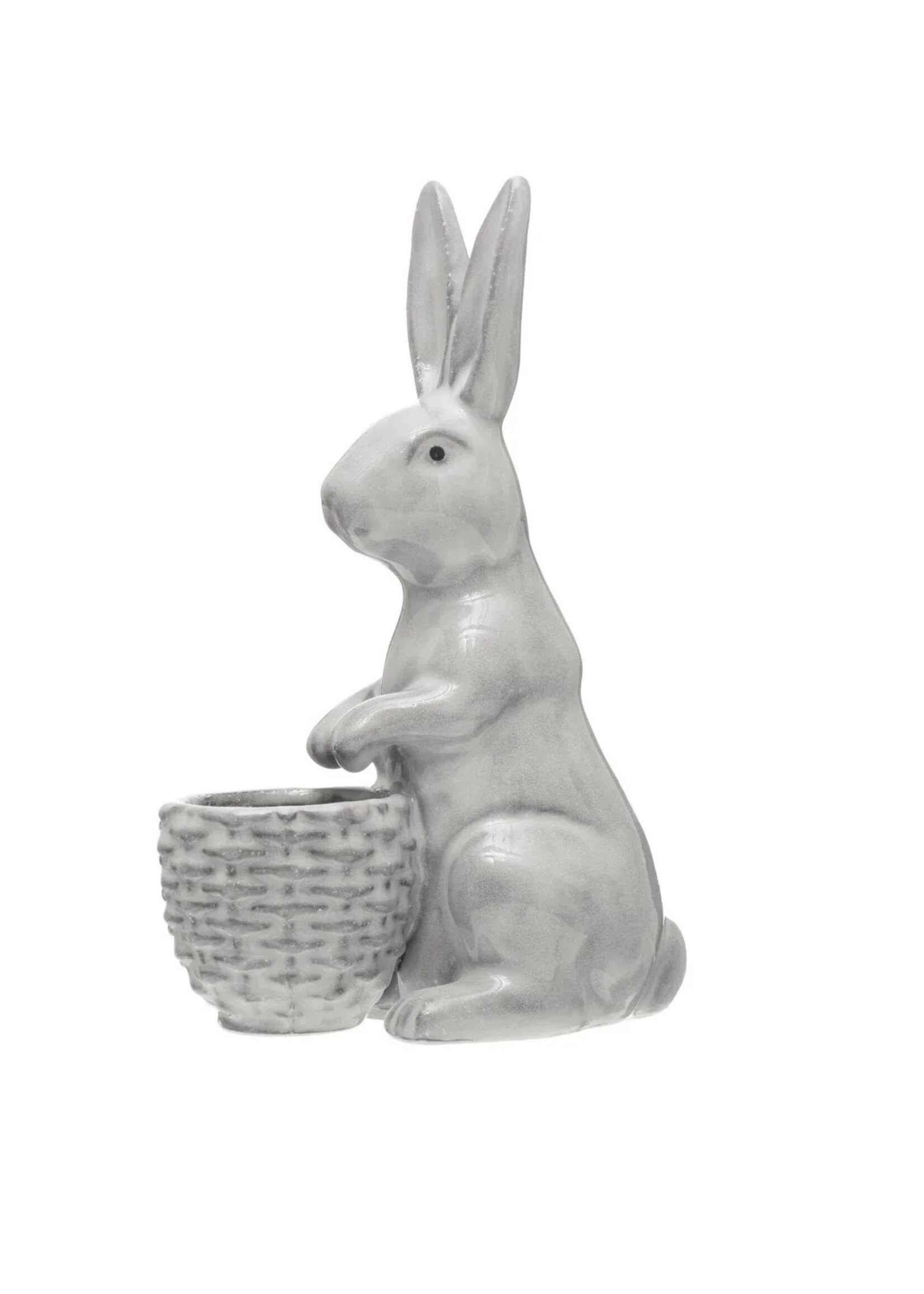 Creative Co-op Stoneware Rabbit Shaped Planter