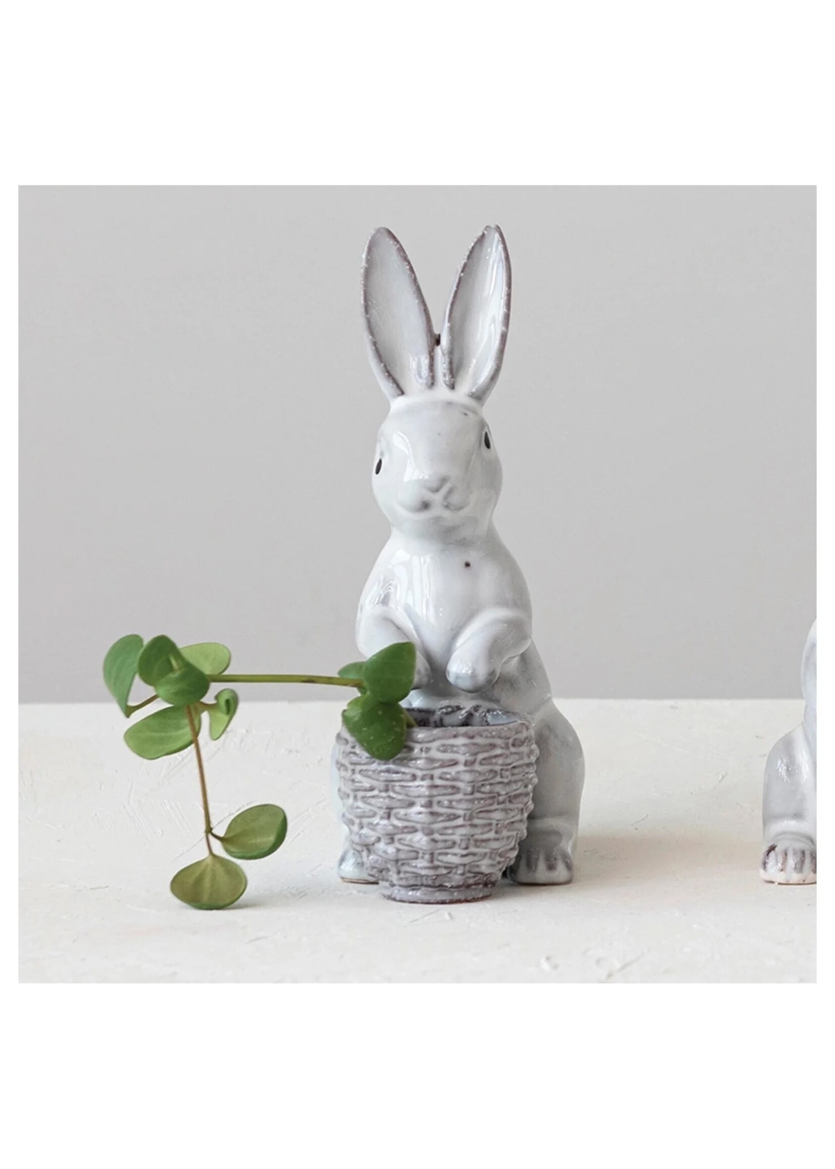 Creative Co-op Stoneware Rabbit Shaped Planter