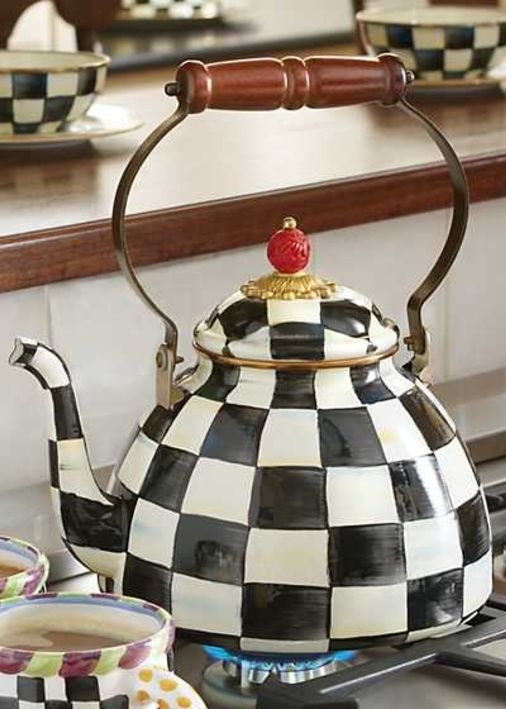 Mackenzie-Childs Courtly Check 3 Quart Tea Kettle