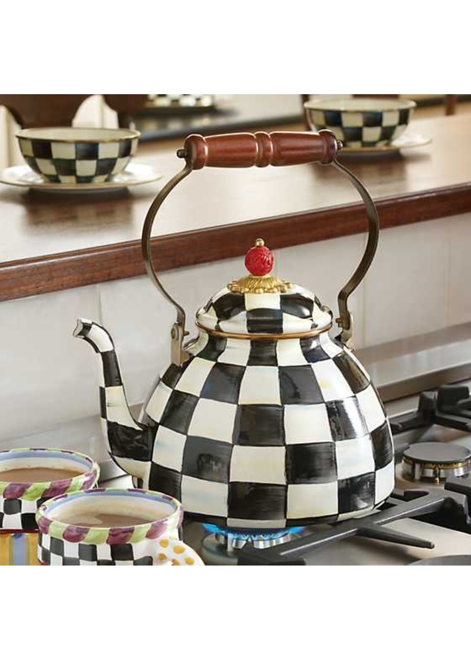 Mackenzie-Childs Courtly Check 3 Quart Tea Kettle