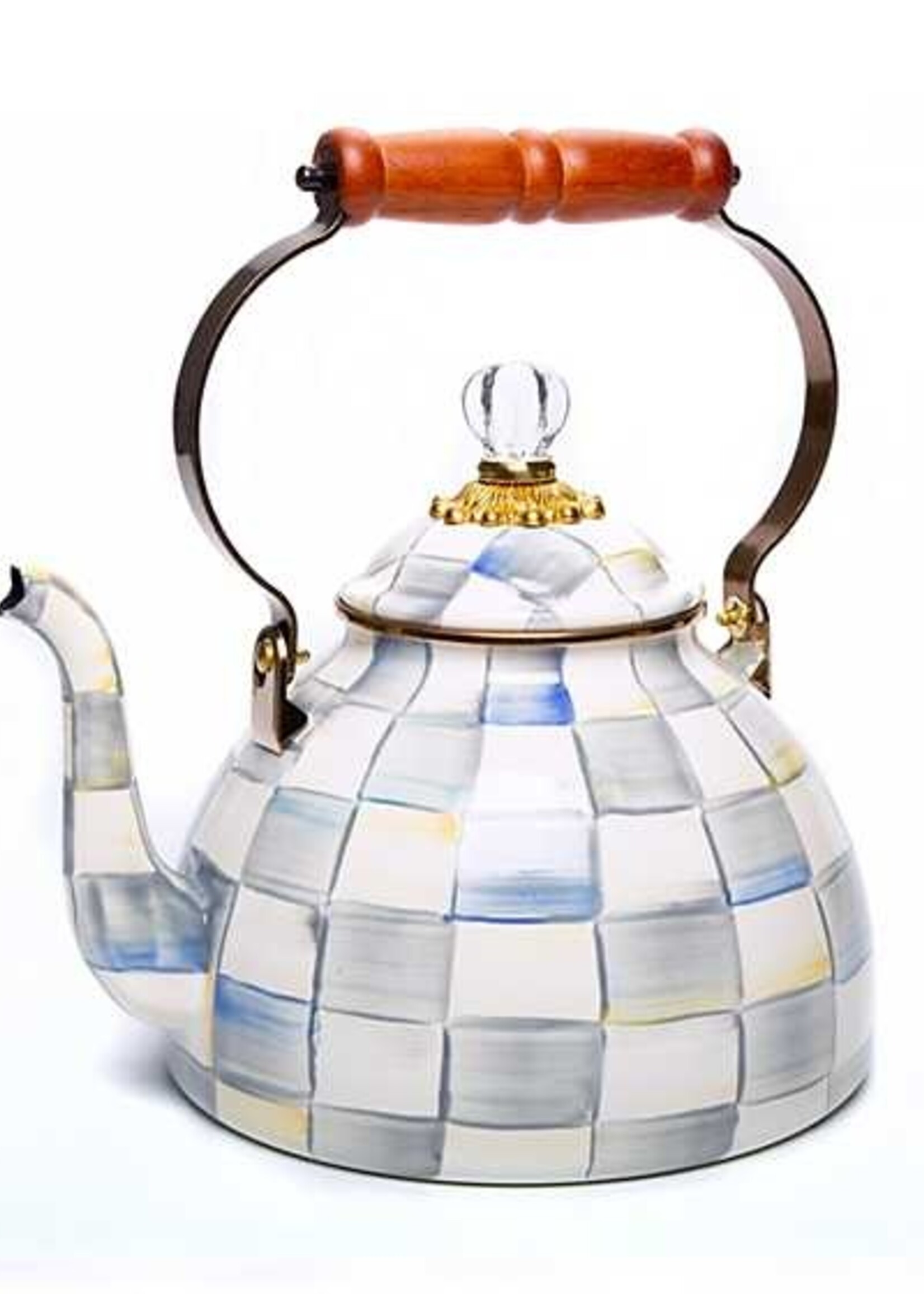Mackenzie-Childs Sterling Check 3 Quart Tea Kettle