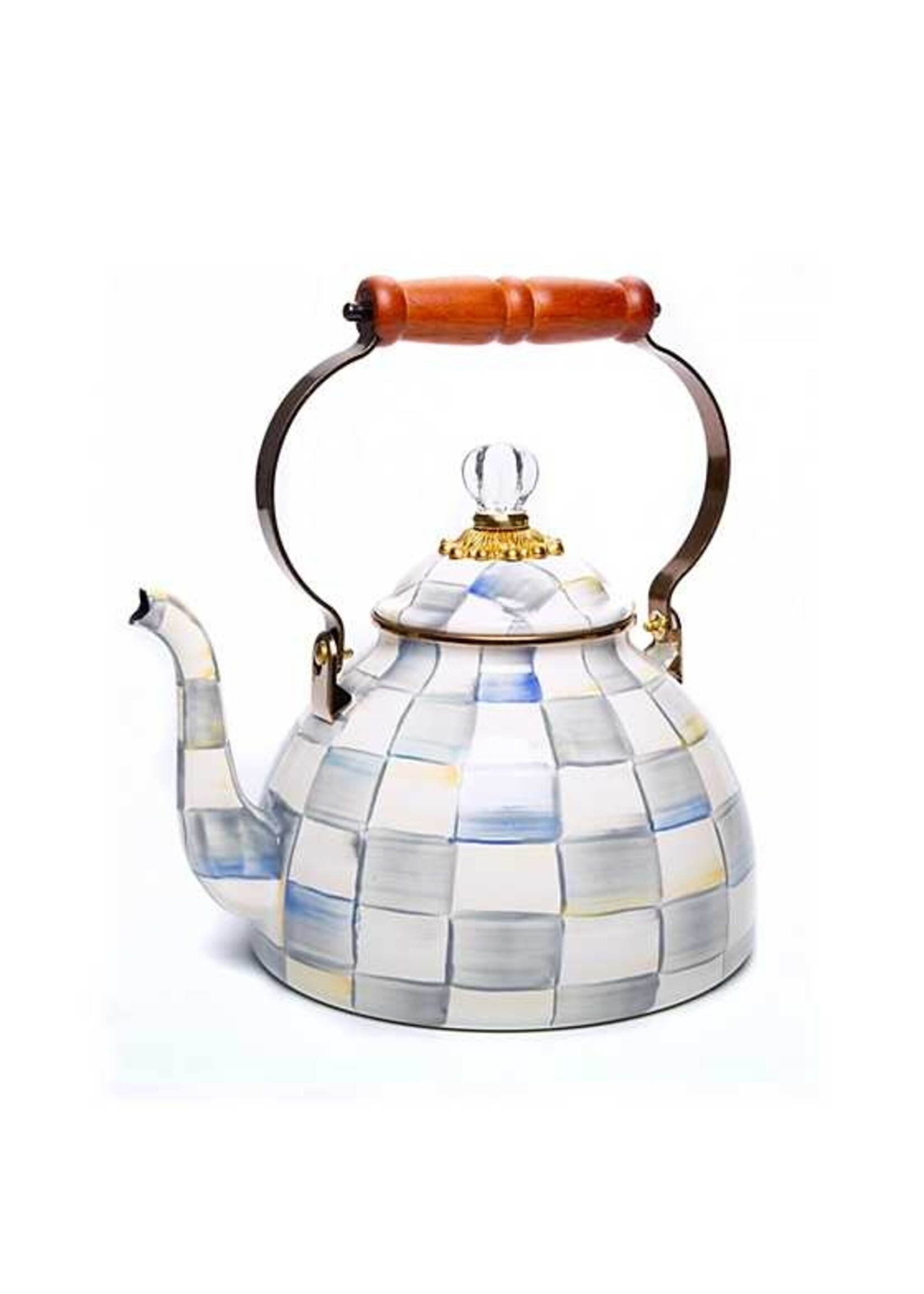 Mackenzie-Childs Sterling Check 3 Quart Tea Kettle
