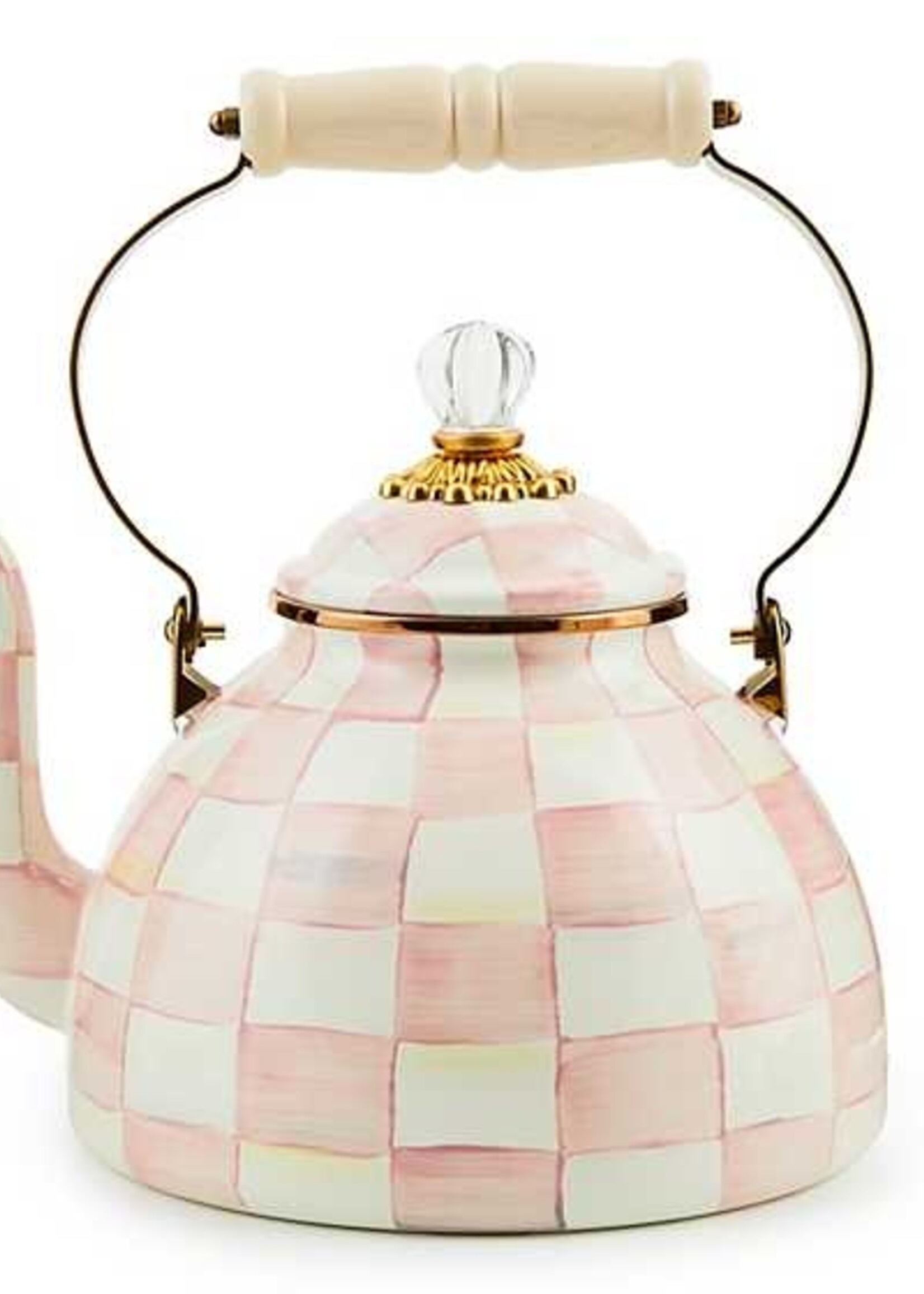 Mackenzie-Childs Rosy Check 3 Quart Tea Kettle