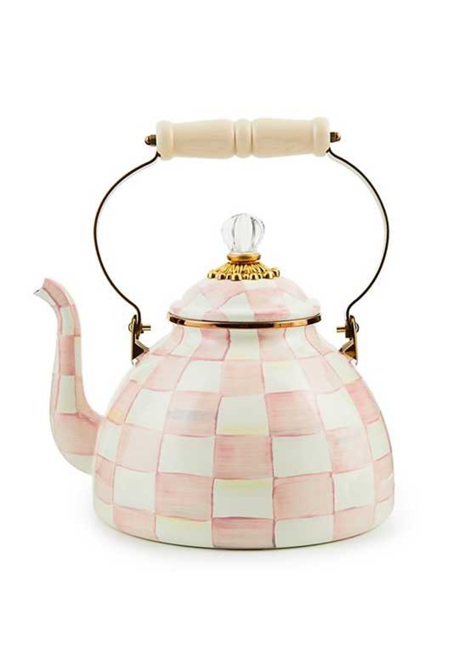 Mackenzie-Childs Rosy Check 3 Quart Tea Kettle