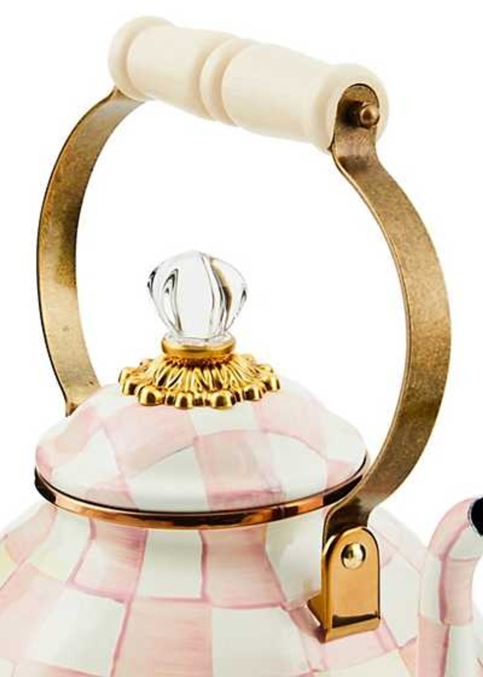 Mackenzie-Childs Rosy Check 3 Quart Tea Kettle