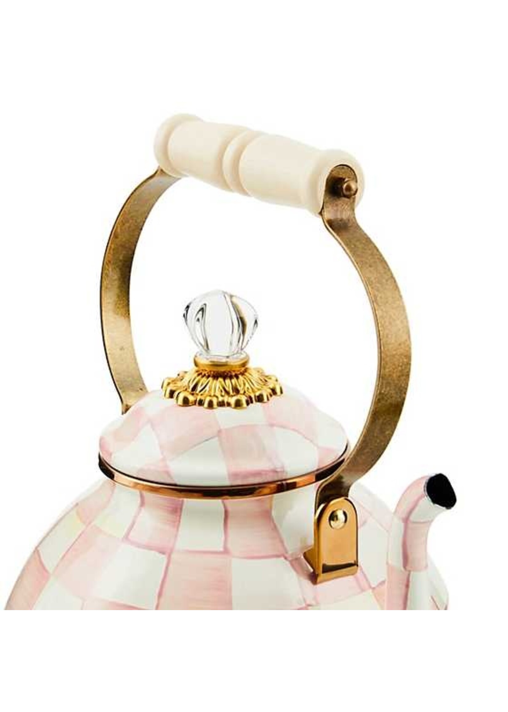 Mackenzie-Childs Rosy Check 3 Quart Tea Kettle