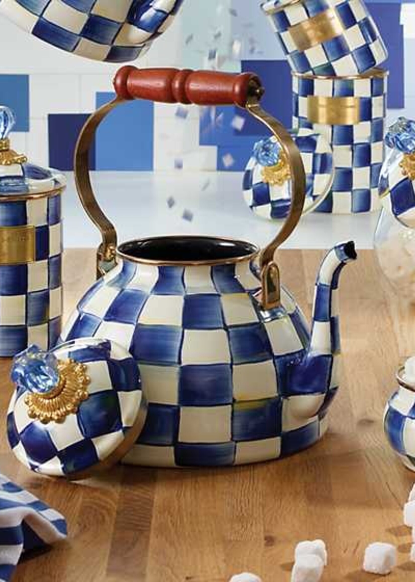 Mackenzie-Childs Royal Check 3 Quart Tea Kettle