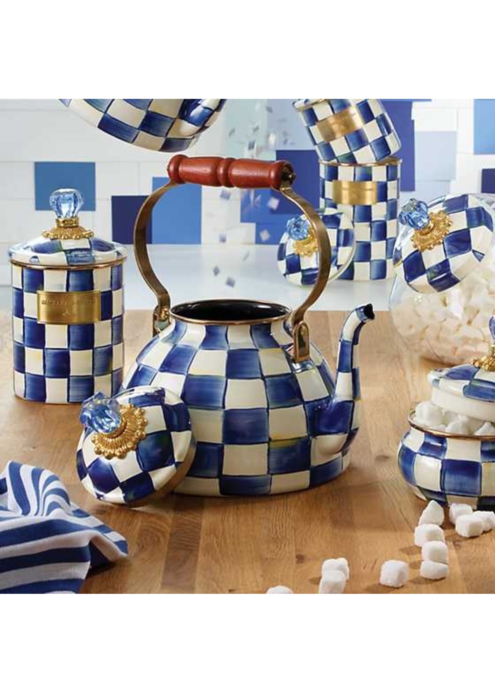 Mackenzie-Childs Royal Check 3 Quart Tea Kettle