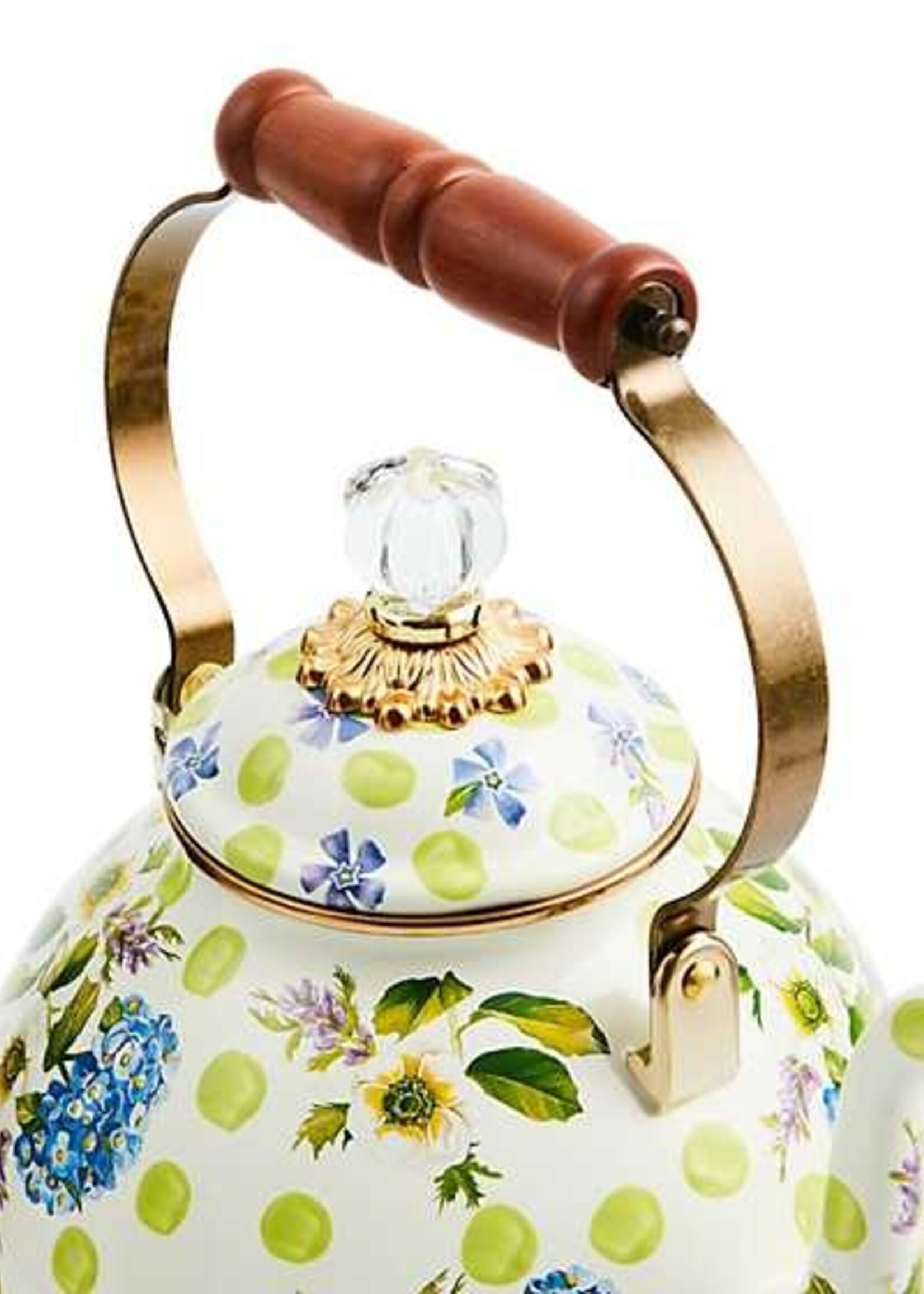 Mackenzie-Childs Wildflowers Green 3 Quart Tea Kettle
