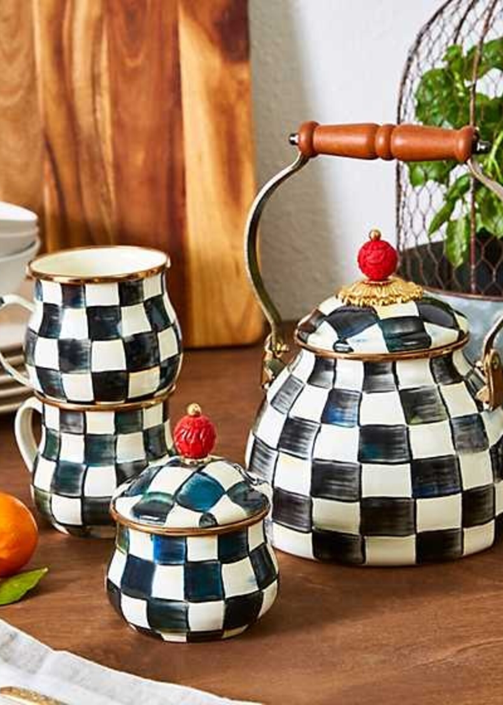Mackenzie-Childs Courtly Check Lidded Sugar Bowl