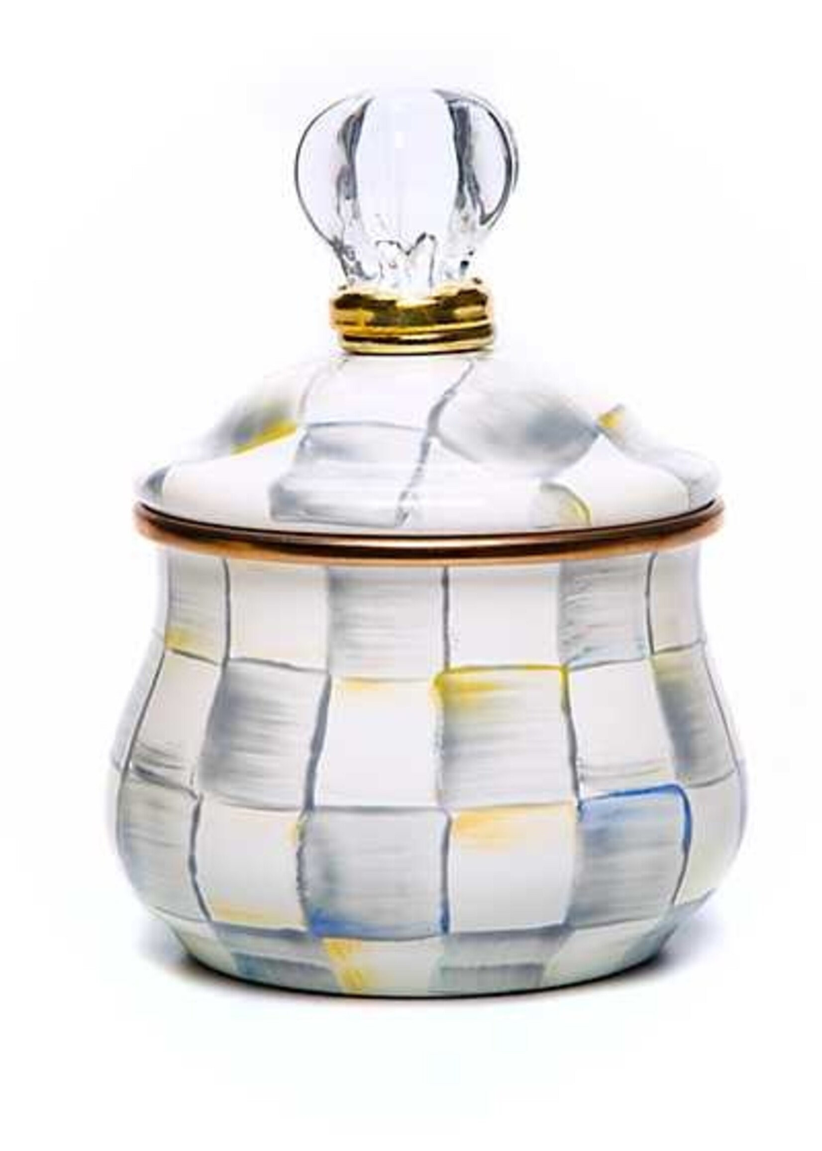 Mackenzie-Childs Sterling Check Lidded Sugar Bowl