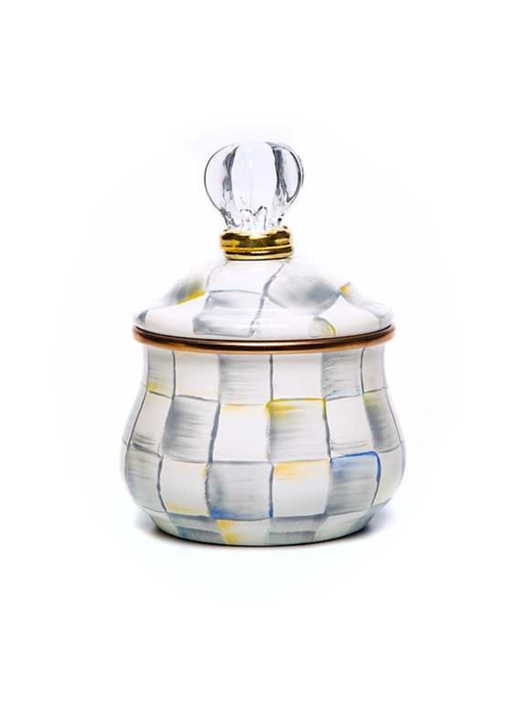 Mackenzie-Childs Sterling Check Lidded Sugar Bowl