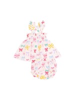 Angel Dear Colorful Bows Ruffle Strap Smocked Top & Diaper Cover