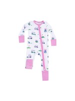 Angel Dear Vintage Golf Carts Pink 2 Way Zipper Romper